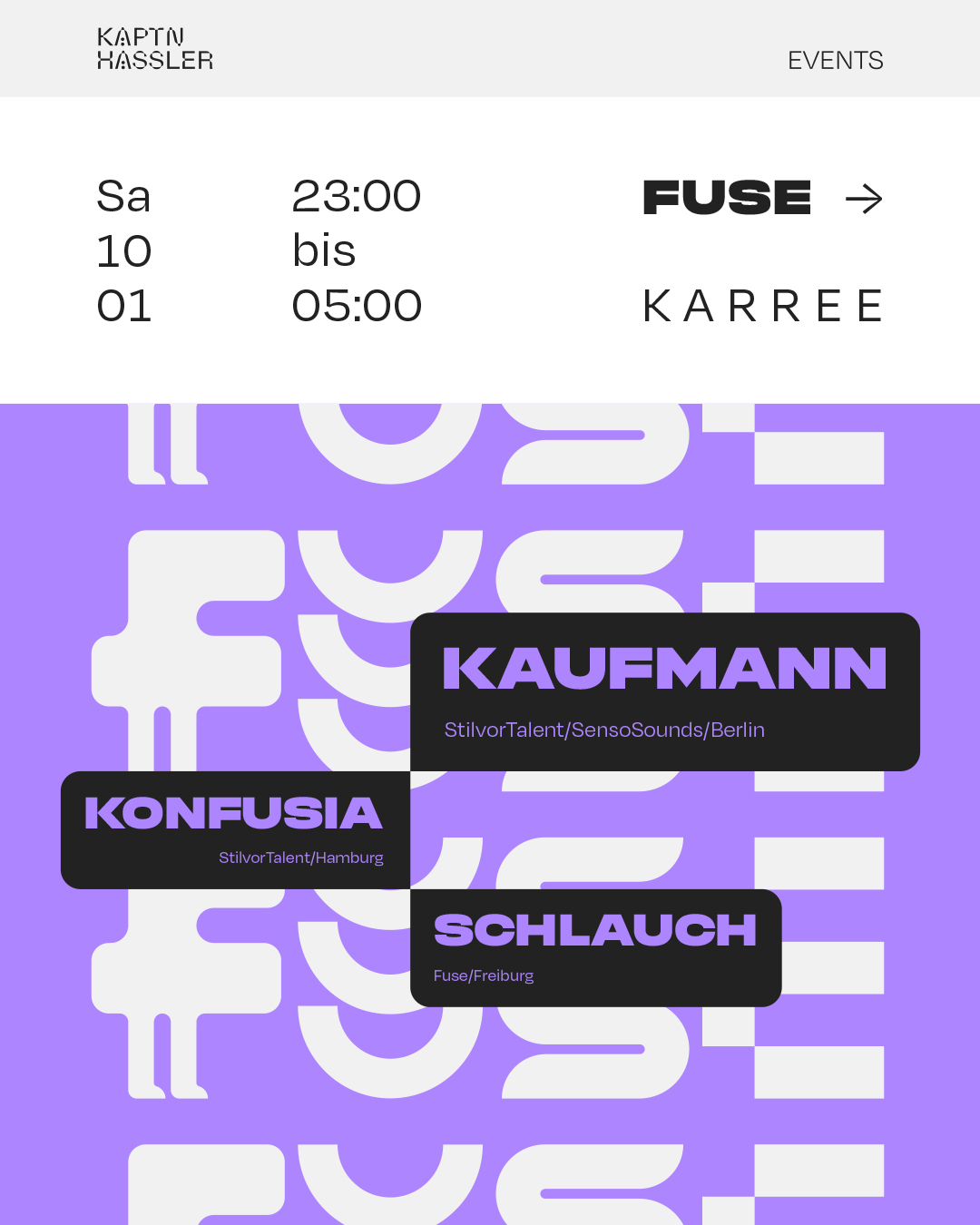 Veranstaltungsbild für FUSE Freiburg w./ KAUFMANN (StilvorTalent/SensoSound/Berlin) + KONFUSIA (StilvorTalent/Hamburg)