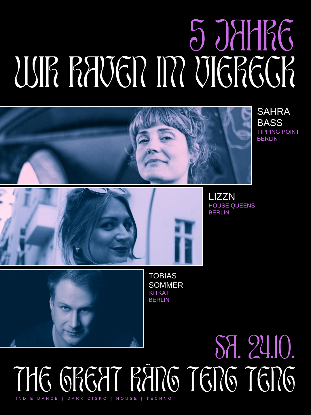 Veranstaltungsbild für "WIR RAVEN IM VIERECK" w./ SAHRA BASS (Tipping Point/Berlin)
