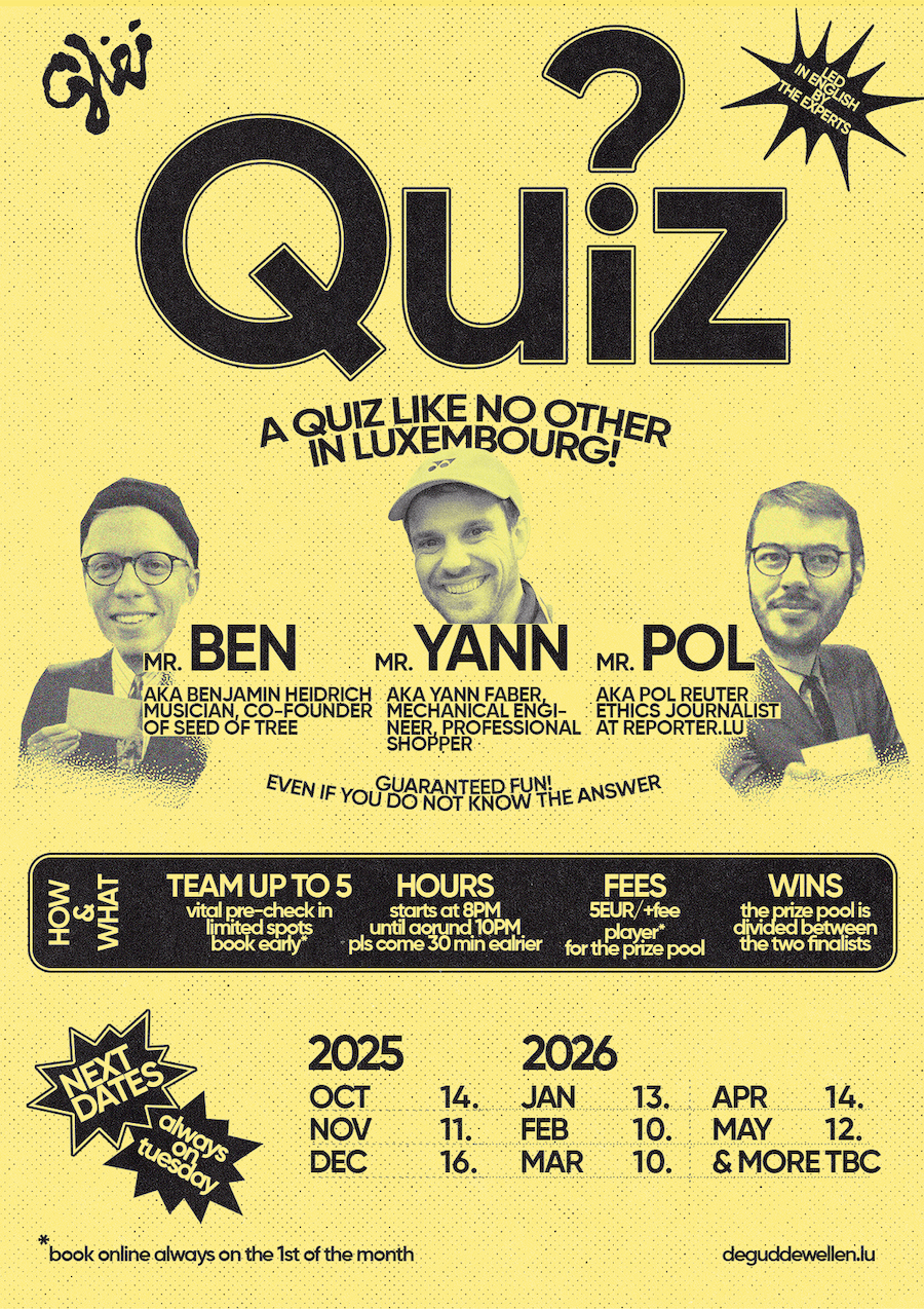 Veranstaltungsbild für DE GUDDE QUIZ NIGHT at De Gudde Wëllen