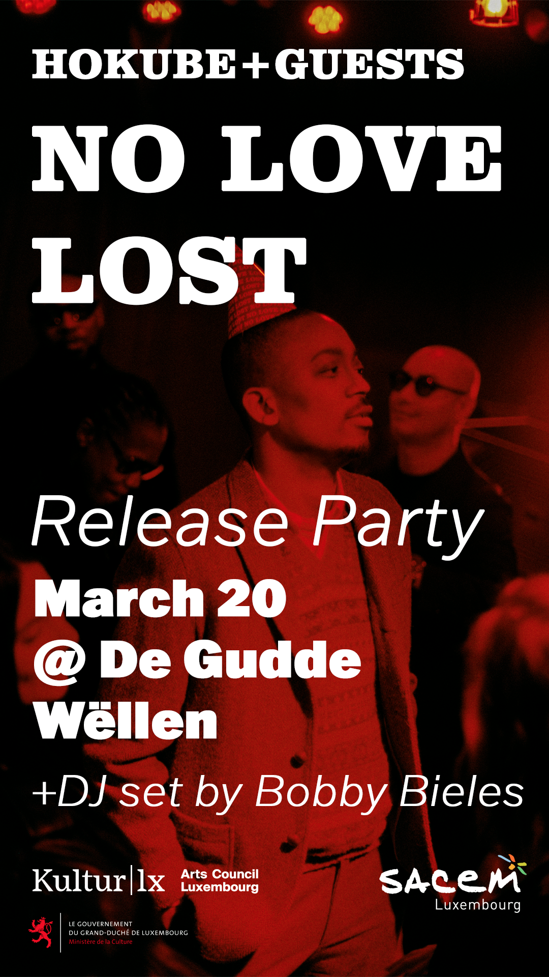 Veranstaltungsbild für HOKUBE (LU) – Release Party No Love Lost at De Gudde Wëllen