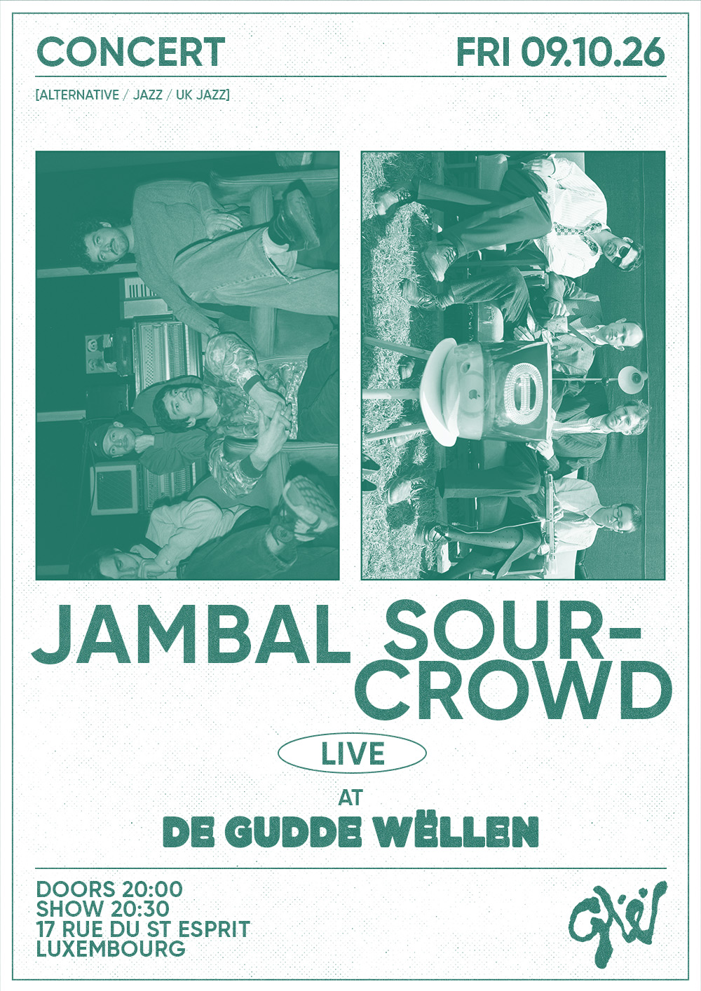 Veranstaltungsbild für JAMBAL + SOURCROWD at De Gudde Wëllen