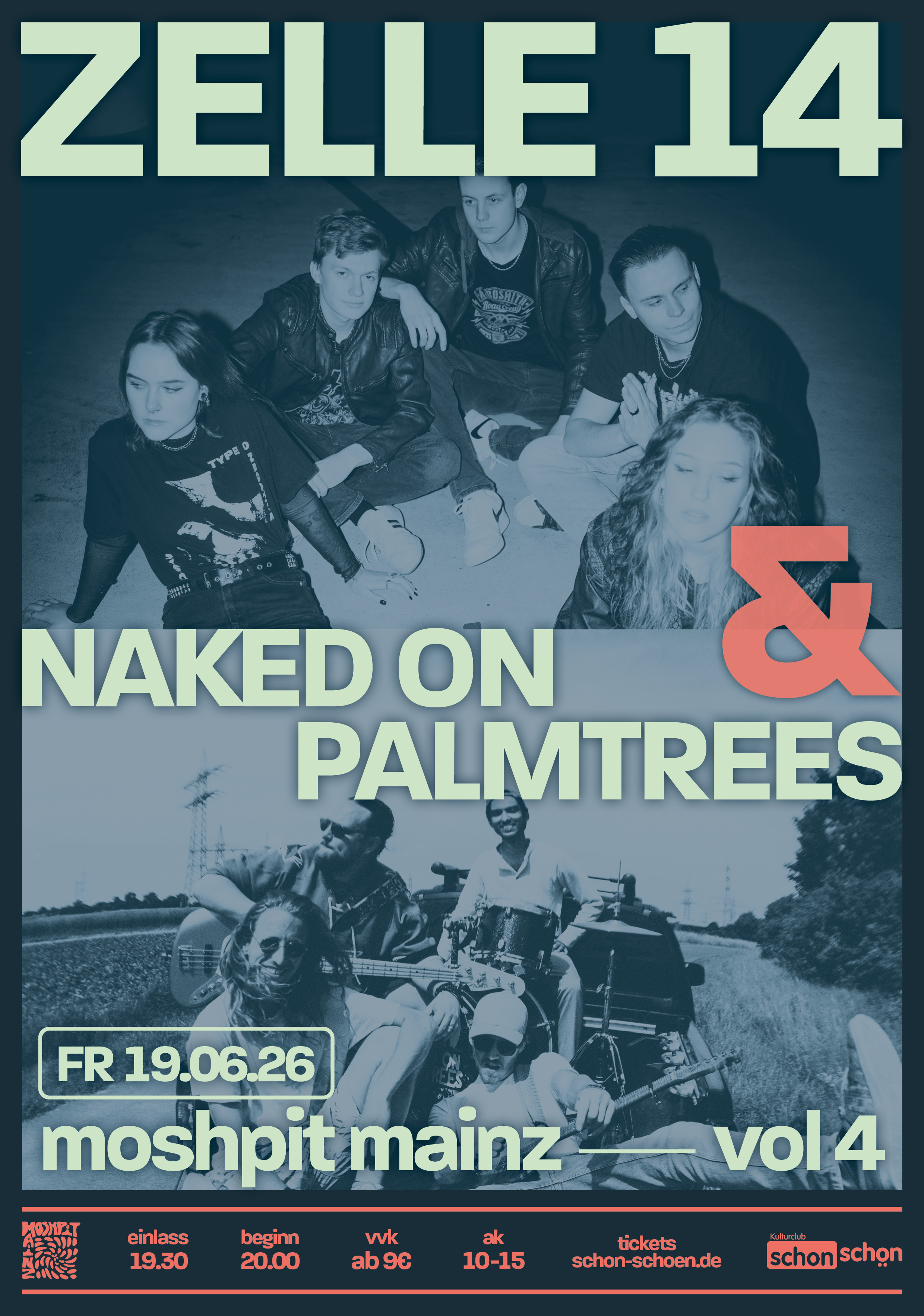 Veranstaltungsbild für NAKED ON PALMTREES & ZELLE 14 | Moshpit Mainz Vol. 4